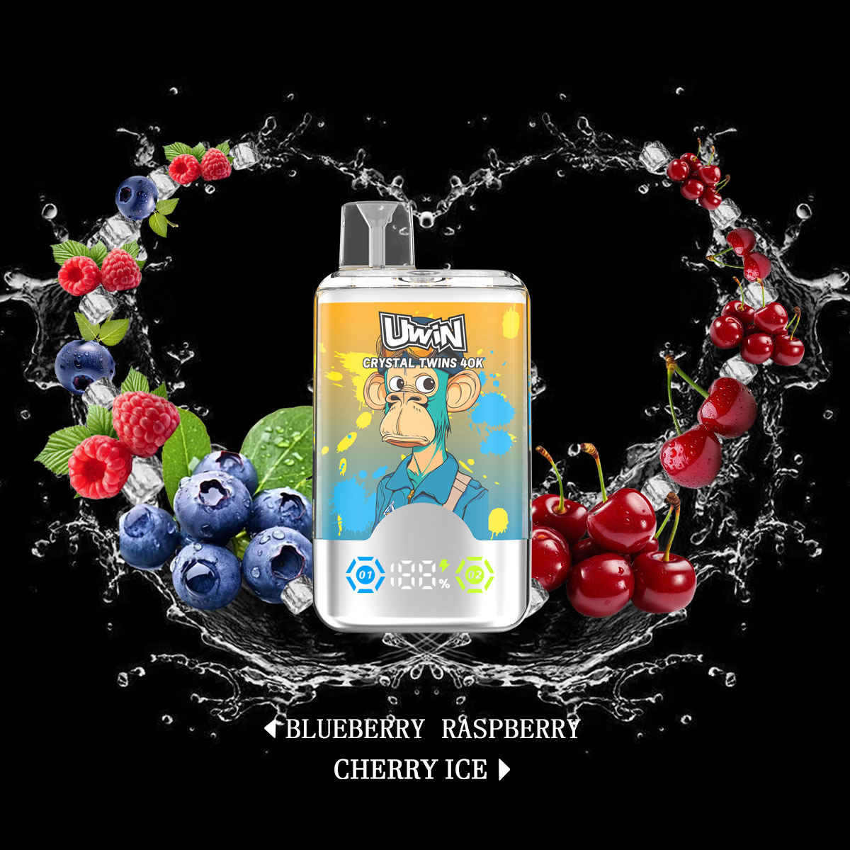 Uwin Twins Crystal 40000 40k Puffs Double Taste LED Display Disposable Vape