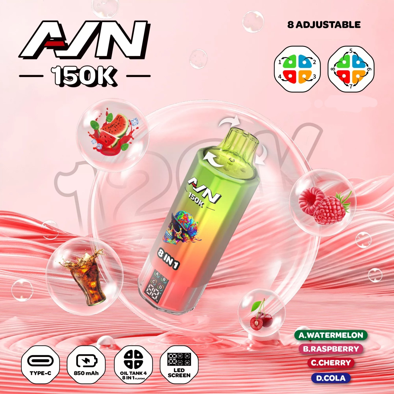 AIVONO AIM AVN 150K Puffs 8 IN 1  Disposable Vape