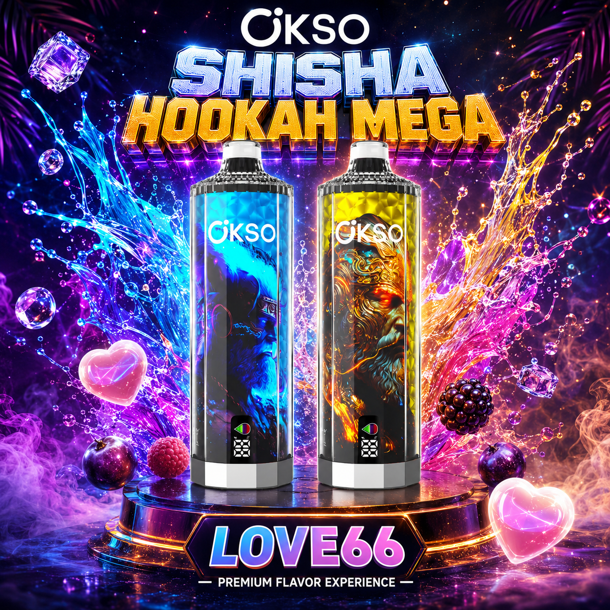 OKSO Shisha Hookah Mega 50K Disposable Vape - 10 pcs Pack