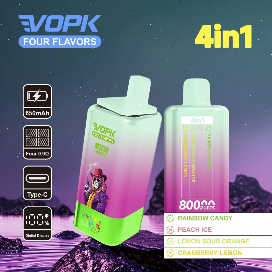 【New Arrive】Vopk Four Flavors 80000 80K Puffs 4 in 1 Flavors Newest Original Rechargeable LCD Display Disposable Vape