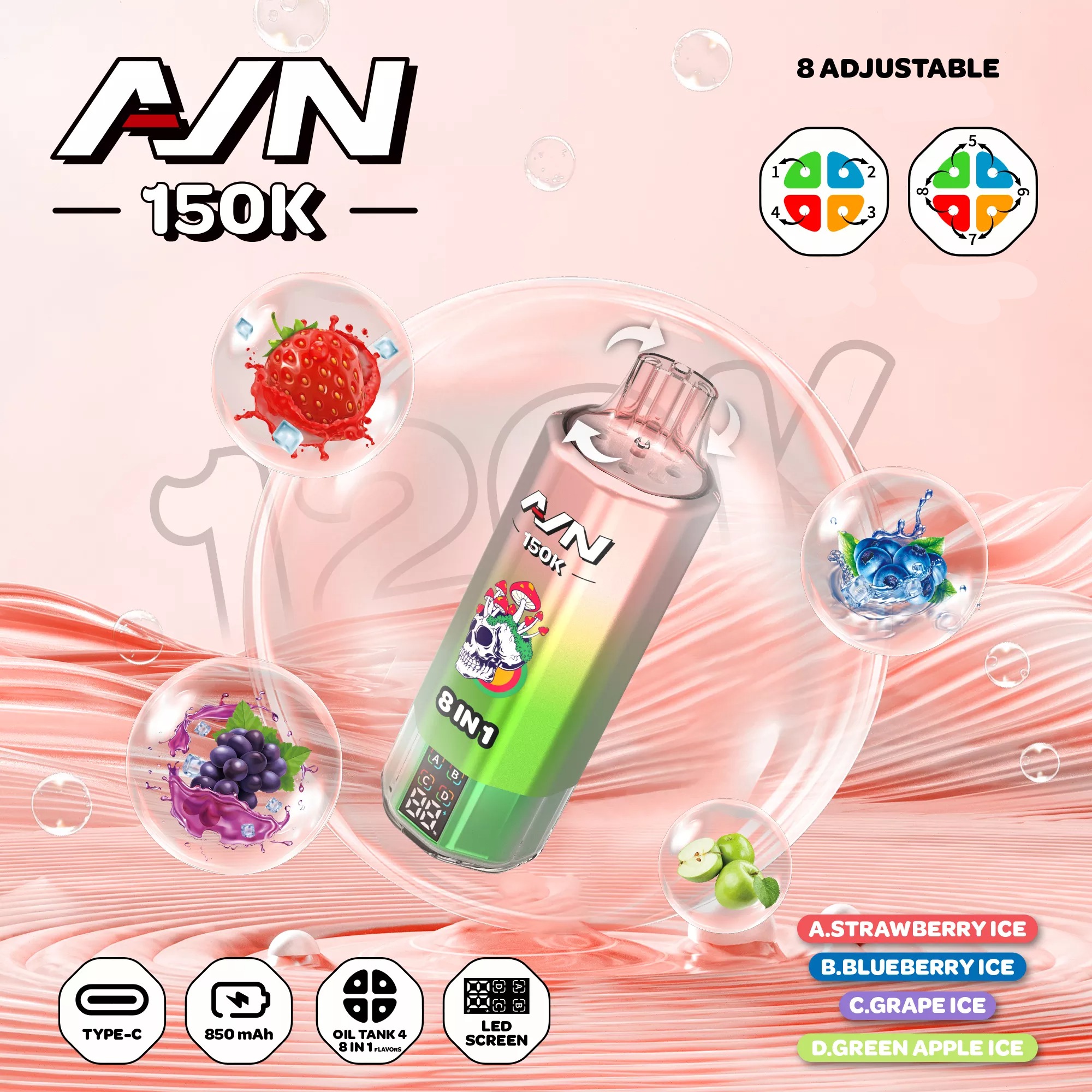 AIVONO AIM AVN 150K Puffs 8 IN 1  Disposable Vape