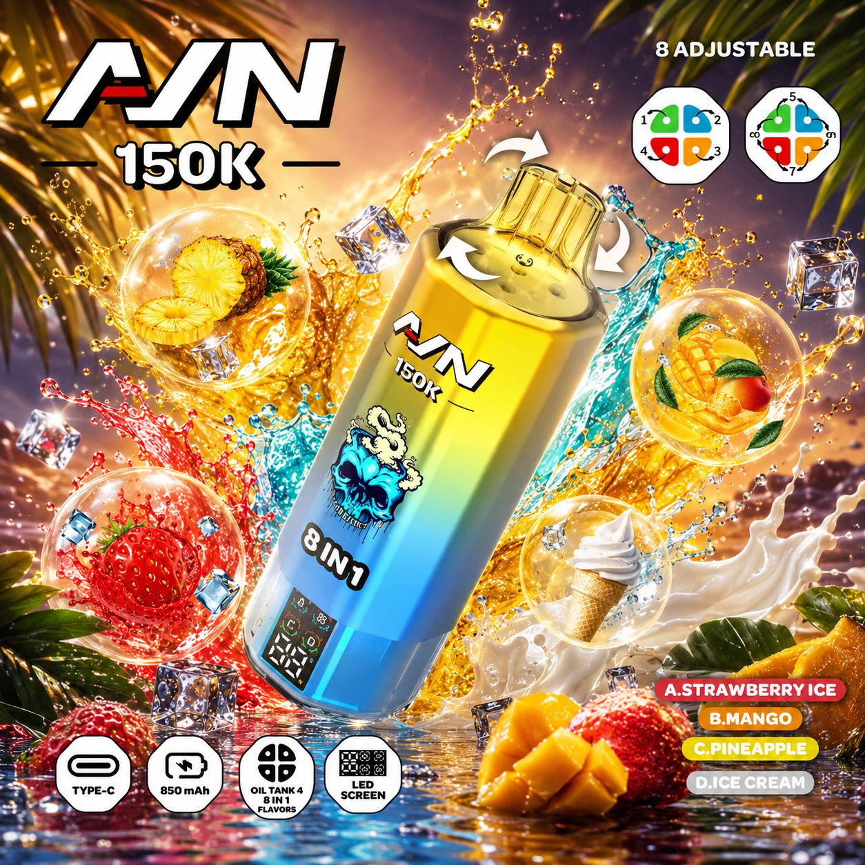 AIVONO AIM AVN 150K Puffs 8 IN 1  Disposable Vape