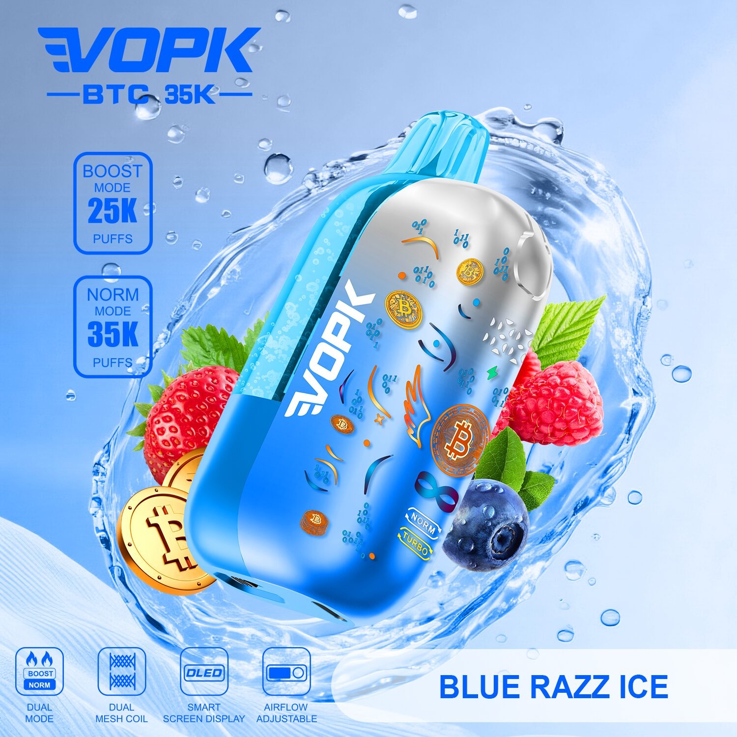 VOPK BTC 35000 35K Puffs Airflow Adjustable & Dual Mode Disposable Vape (Bitcoin Edition)