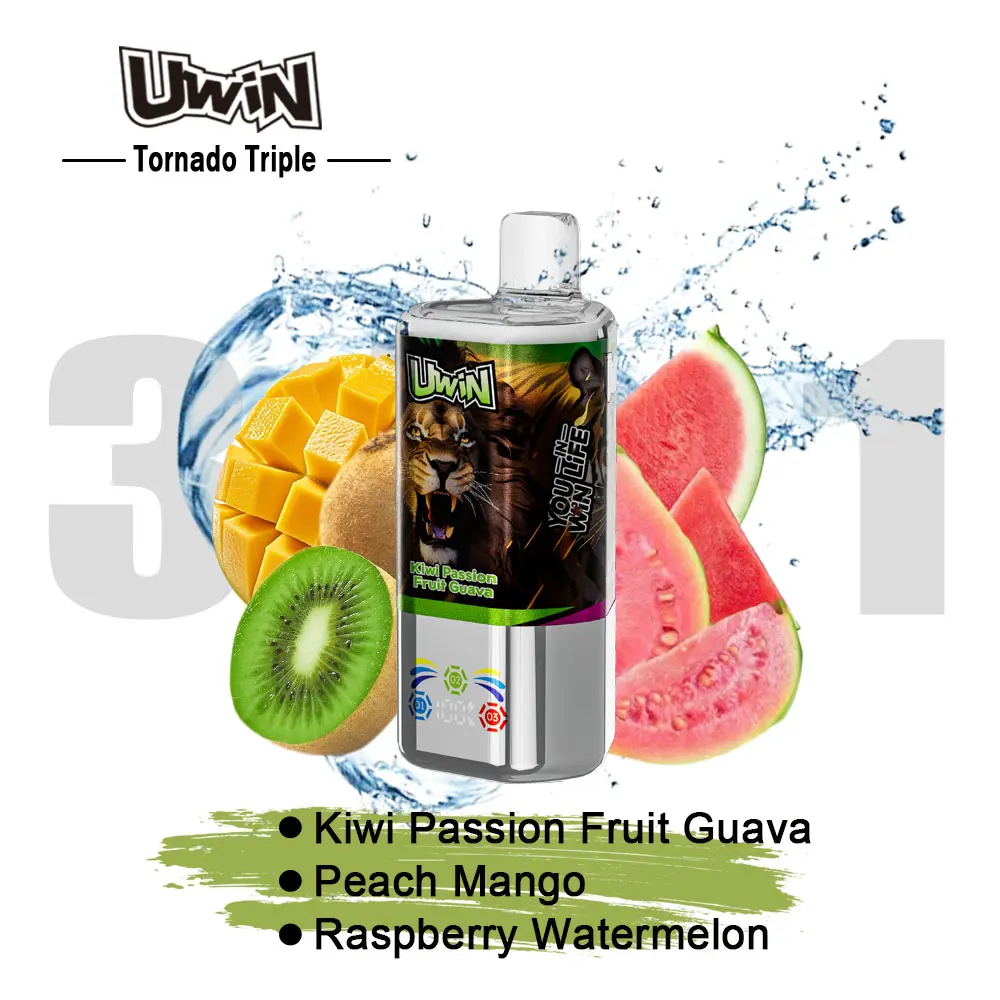 【New Arrive】Uwin Tornado Triple 60000 60K Puffs 3 in 1 Flavors Original Rechargeable LED Display Disposable Vape