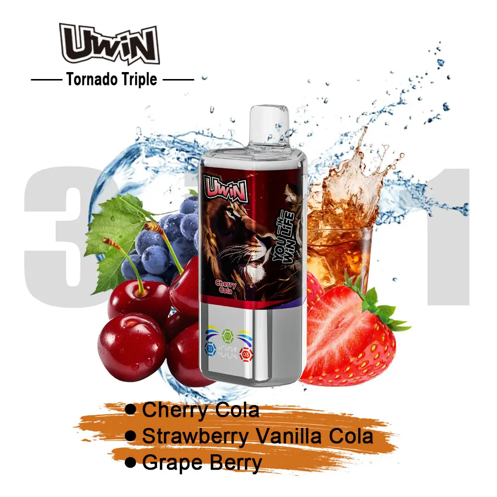 【New Arrive】Uwin Tornado Triple 60000 60K Puffs 3 in 1 Flavors Original Rechargeable LED Display Disposable Vape