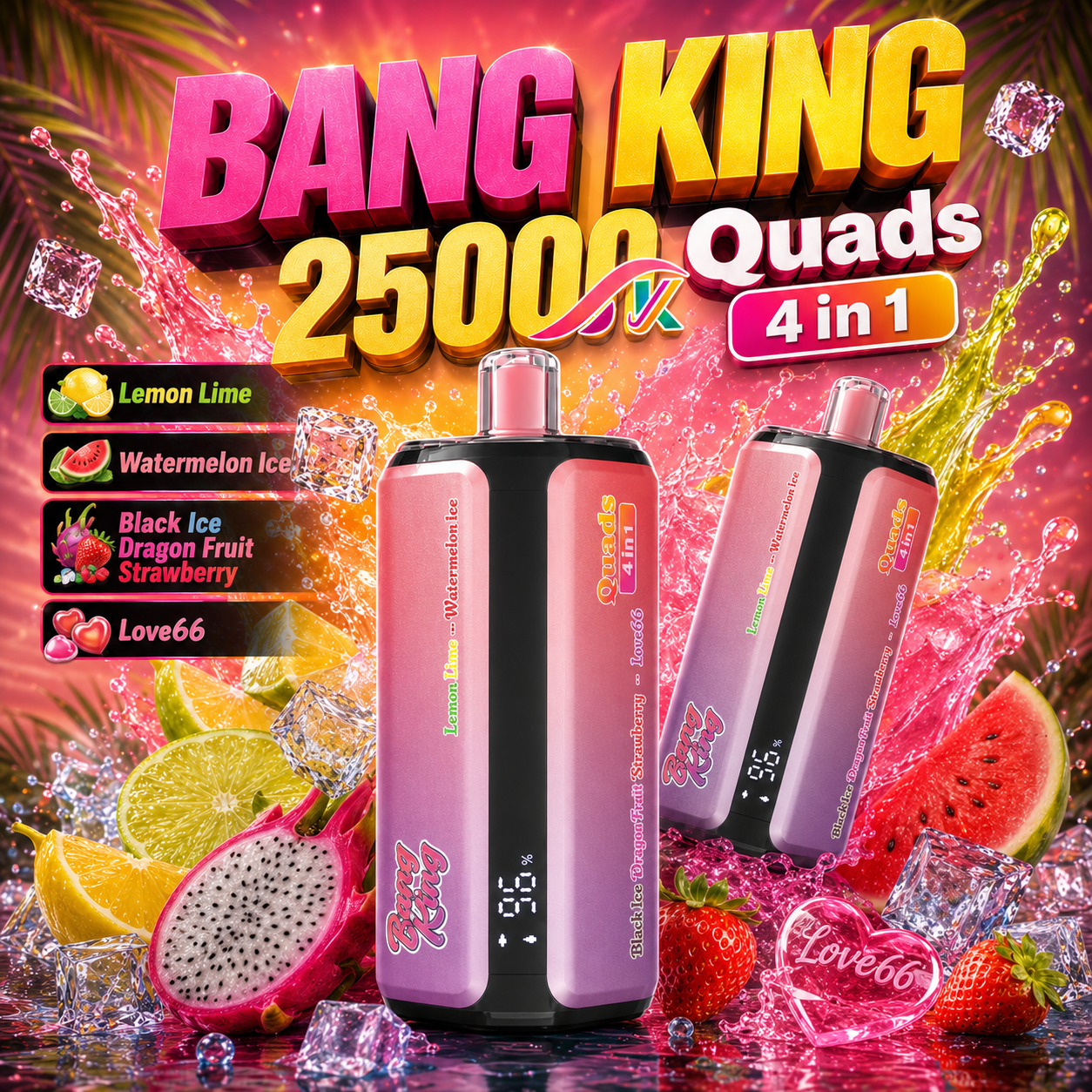 Bang King 250000 Puffs 4-in-1 Vape – Ultra High Capacity | Mesh Coil | Type-C Rechargeable