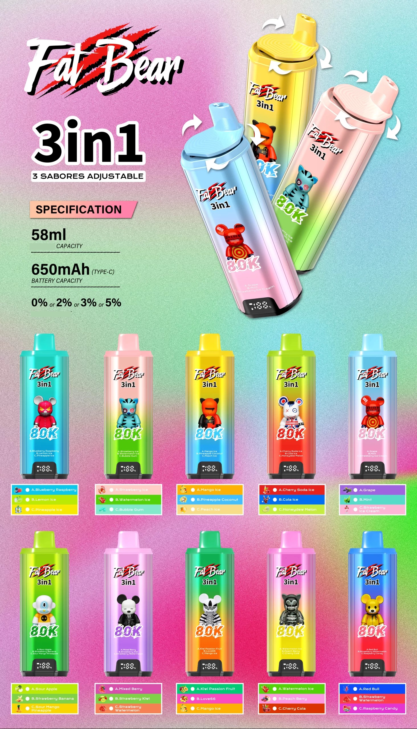 AIVONO AIM FAT BEAR 80000 80K Puffs Disposable Vape