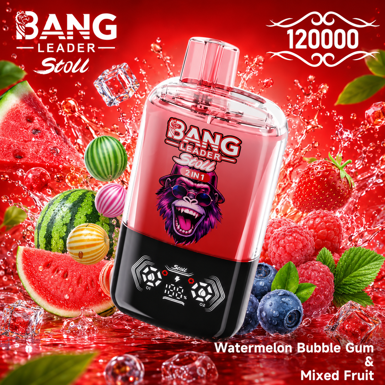 Bang Leader Stoll 120K 120000 Puffs Double Taste&Anti-Leak Design LED Display Disposable Vape