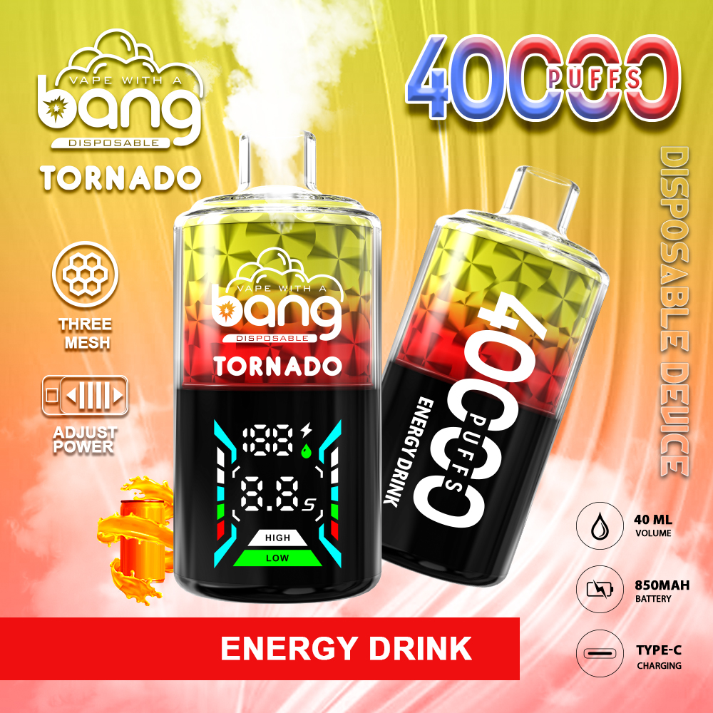 🔥【Hot Sale】Bang Tornado 40000 40K Puffs Large Smoke LED Display Disposable Vape