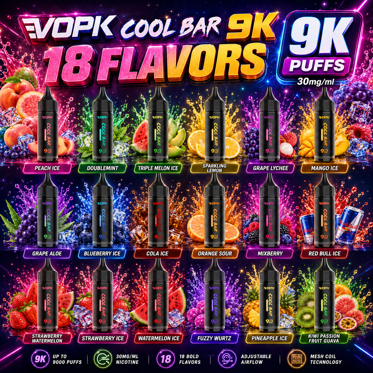 VOPK Cool Bar 9000 Disposable Vape - 10 pcs Pack