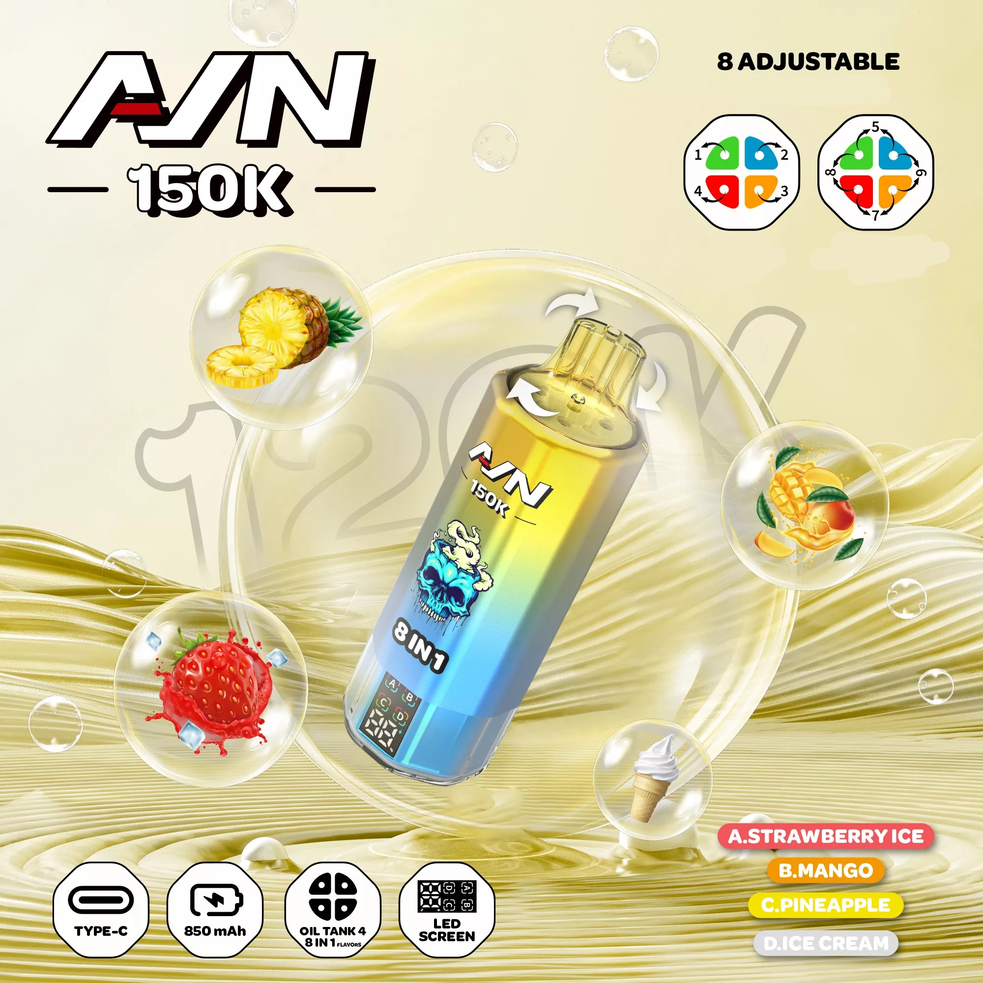 AIVONO AIM AVN 150K Puffs 8 IN 1  Disposable Vape
