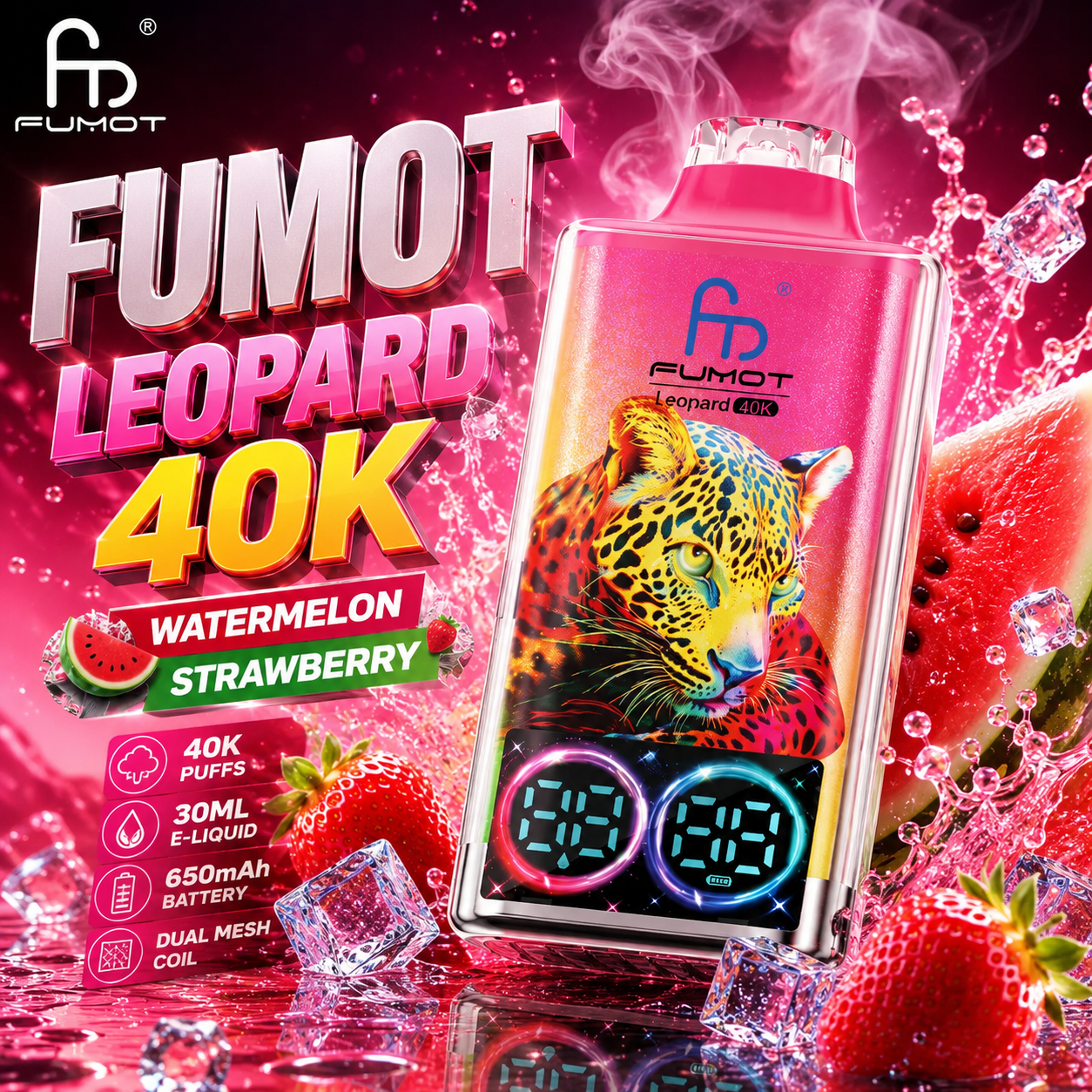 Fumot Leopard 40000 40K Puffs Original Edition Dual Mesh LCD Display Disposable Vape