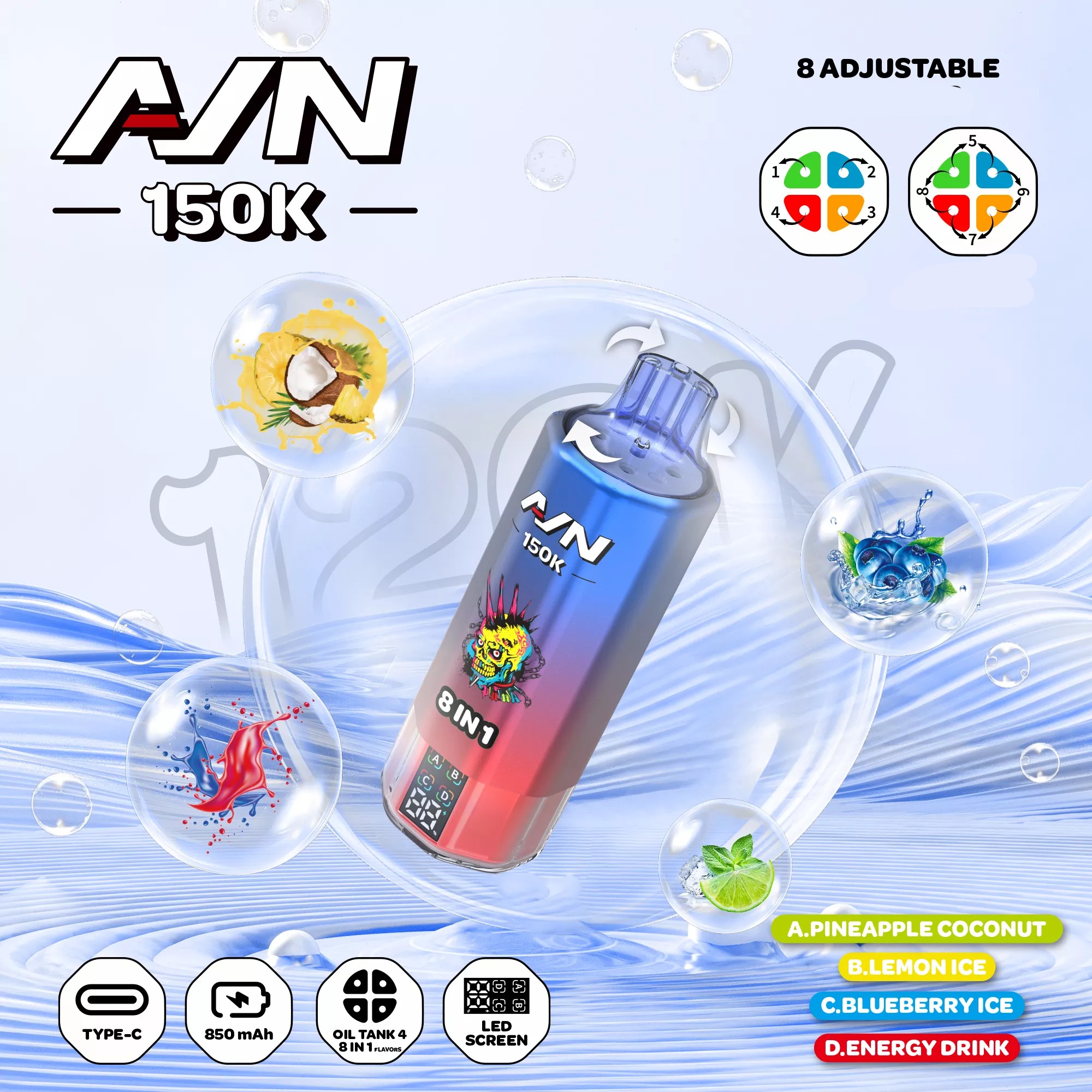 AIVONO AIM AVN 150K Puffs 8 IN 1  Disposable Vape