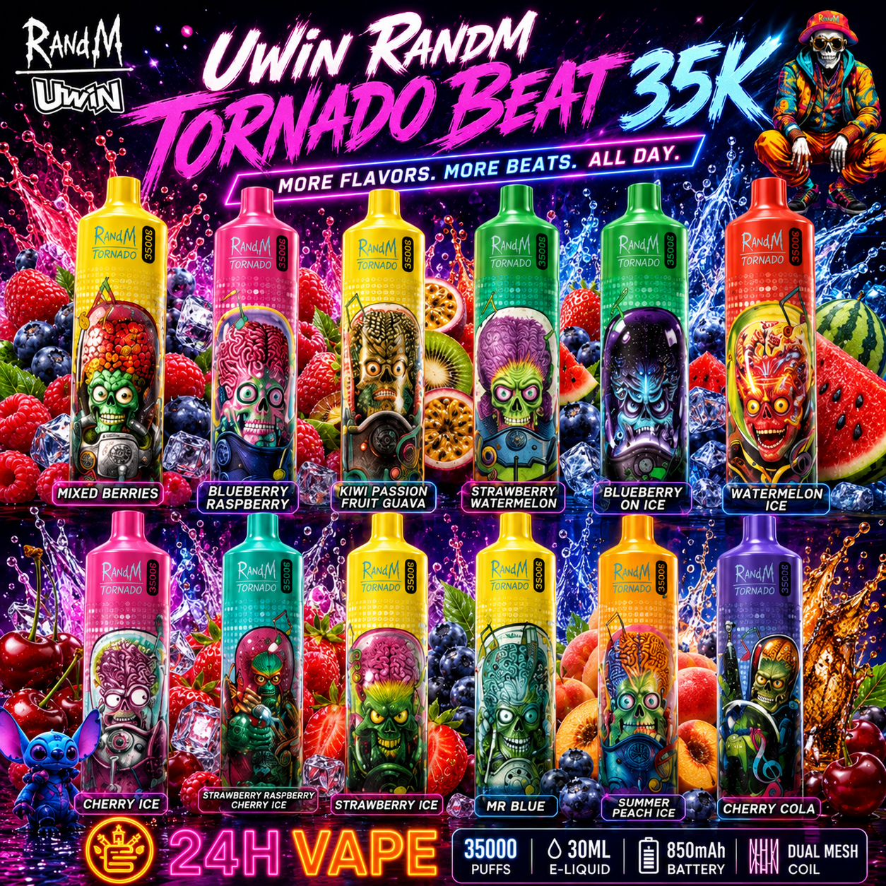 Uwin RandM Tornado 35000 35K Puffs Original Edition RGB Lights Disposable Vape Pen