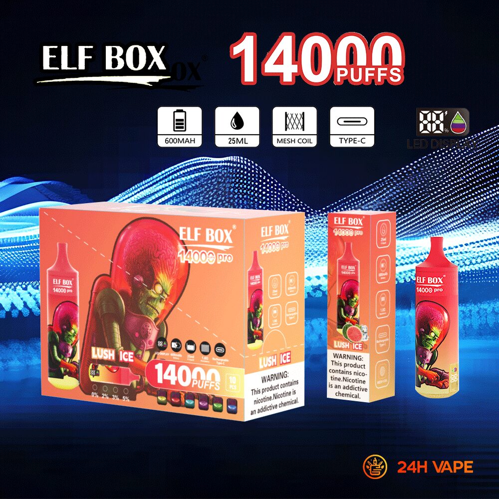 ELF BOX RGB 14000 Pro Original LED Display Edition 14000 Puffs Disposable Vape Pen(Box of 10)