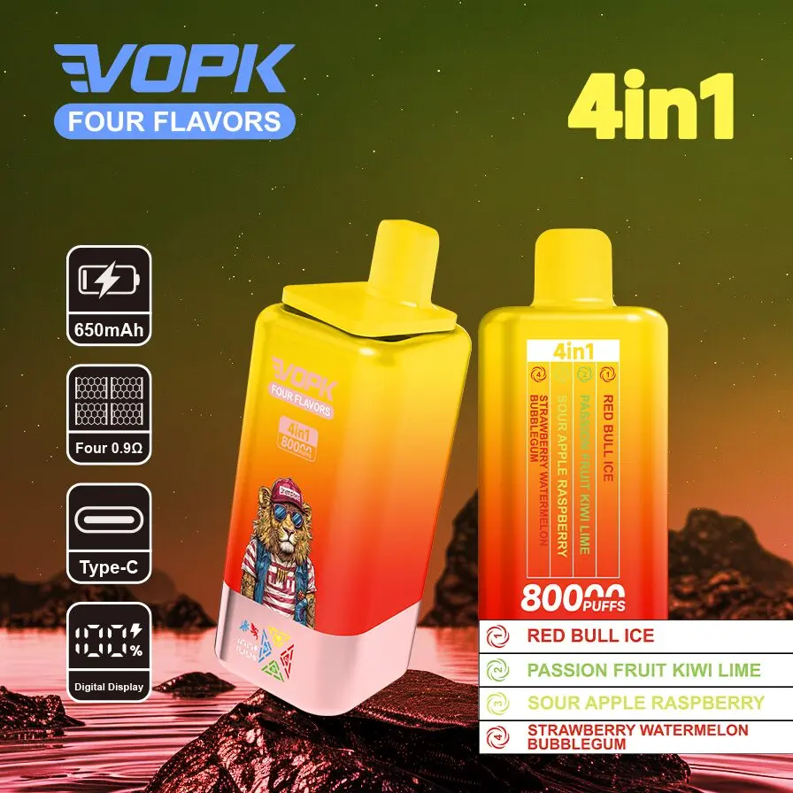 【New Arrive】Vopk Four Flavors 80000 80K Puffs 4 in 1 Flavors Newest Original Rechargeable LCD Display Disposable Vape