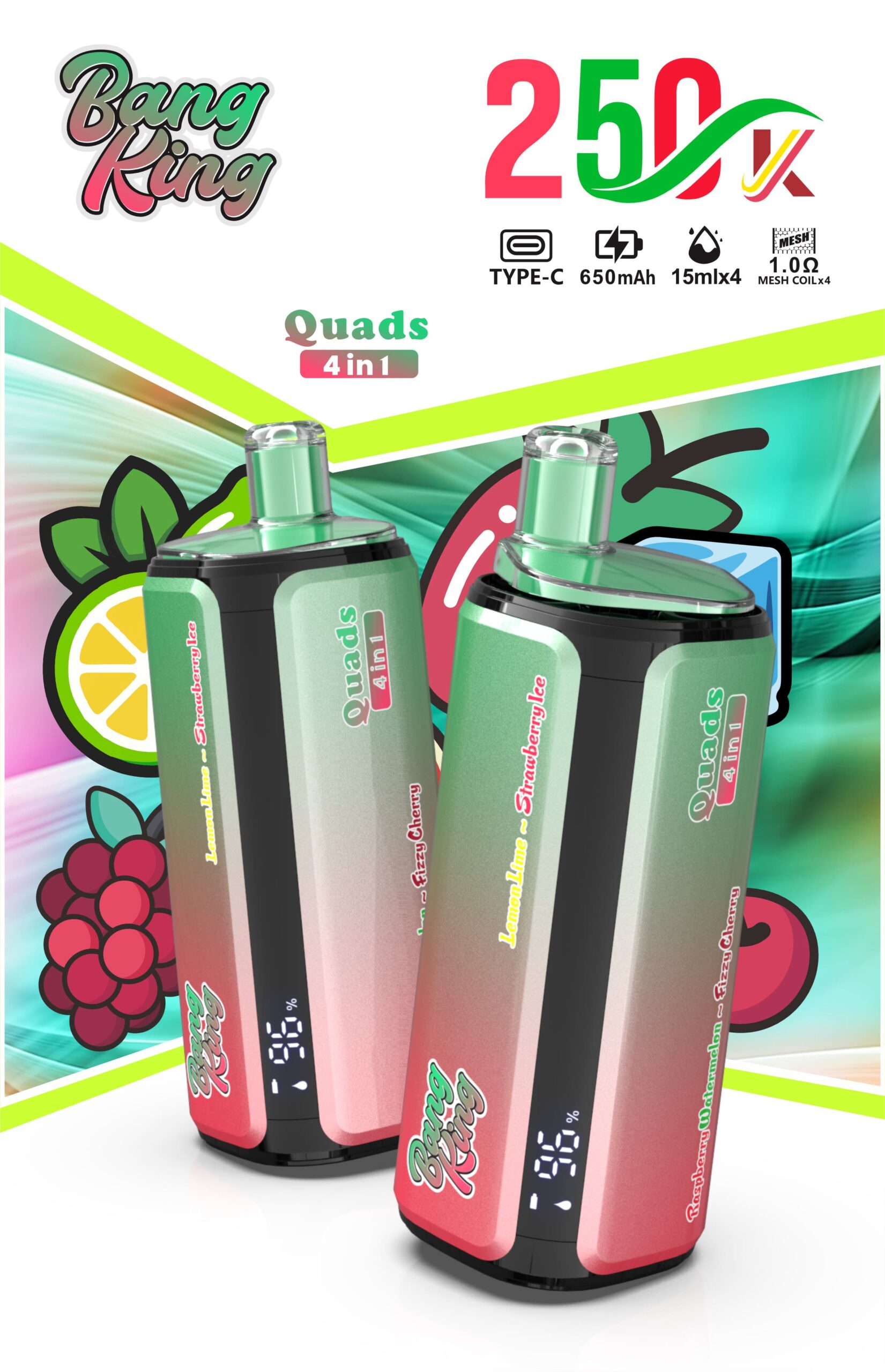 【New Arrive】Bang King 250000 Puffs 4-in-1 Vape – Ultra High Capacity | Mesh Coil | Type-C Rechargeable