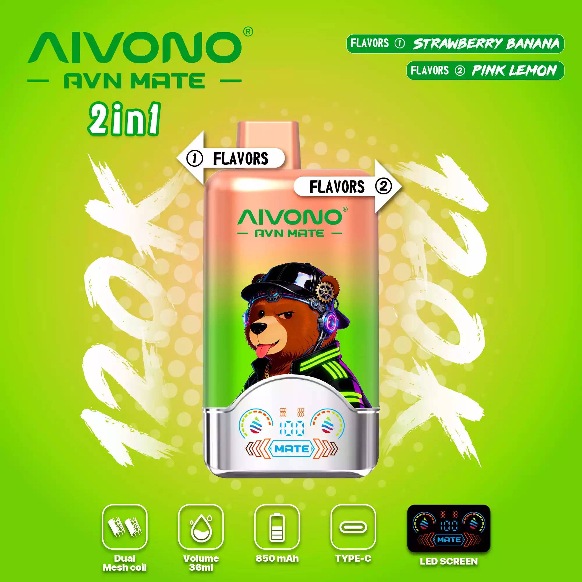 AIVONO AVN MATE 120K 120000 Puffs Disposable Vape 2 In 1