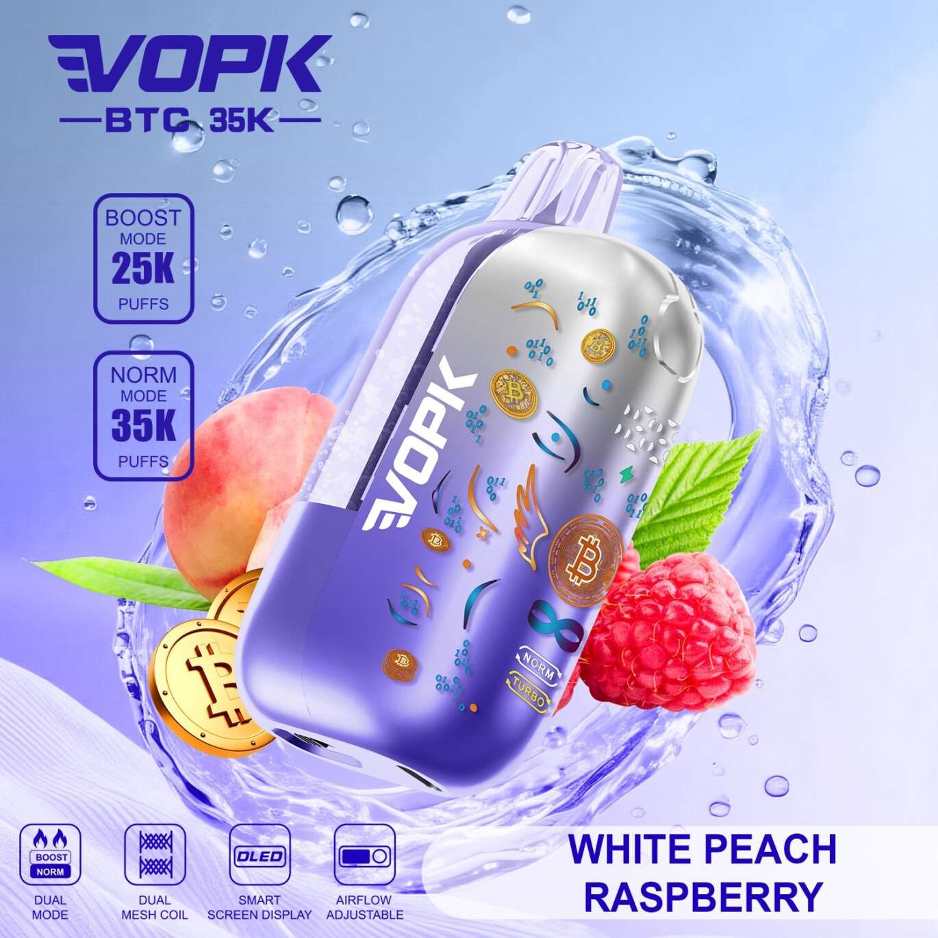 VOPK BTC 35000 35K Puffs Airflow Adjustable & Dual Mode Disposable Vape (Bitcoin Edition)
