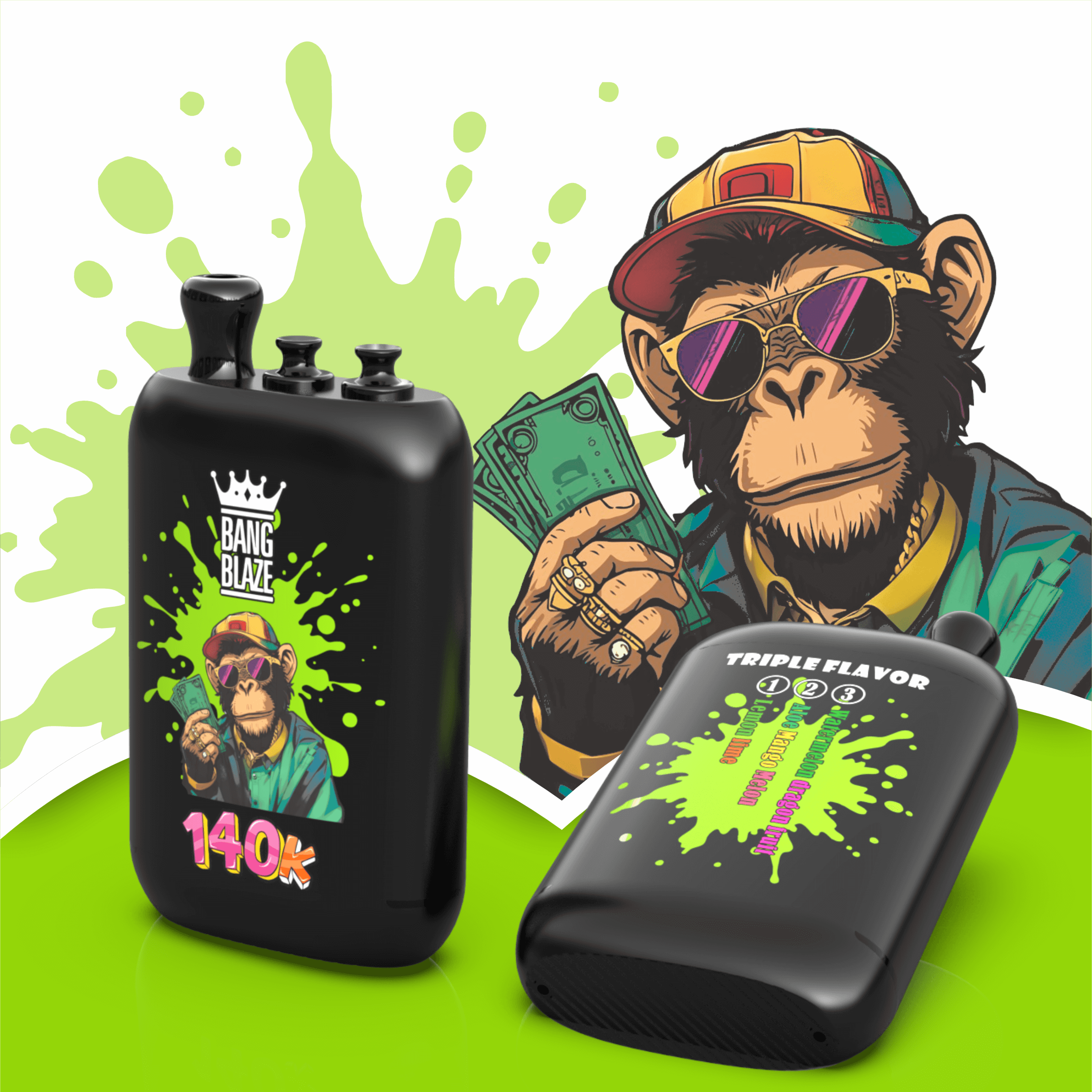 【New Arrive】Bang Blaze 140000 140K Puffs 3 in 1 Flavors Original Rechargeable Disposable Vape