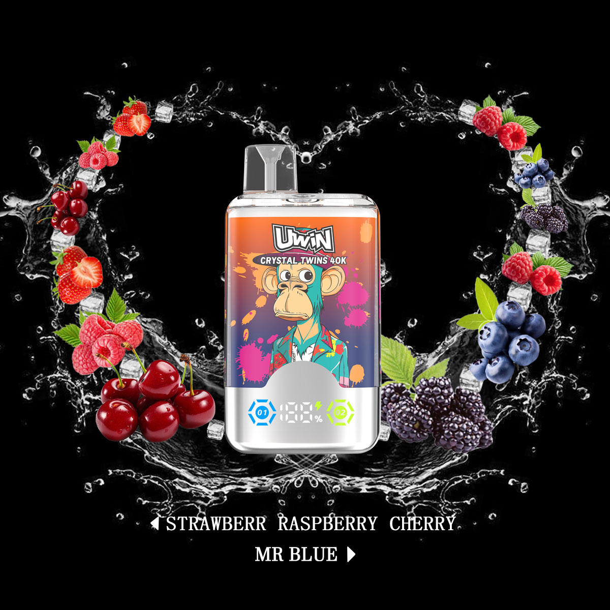 Uwin Twins Crystal 40000 40k Puffs Double Taste LED Display Disposable Vape