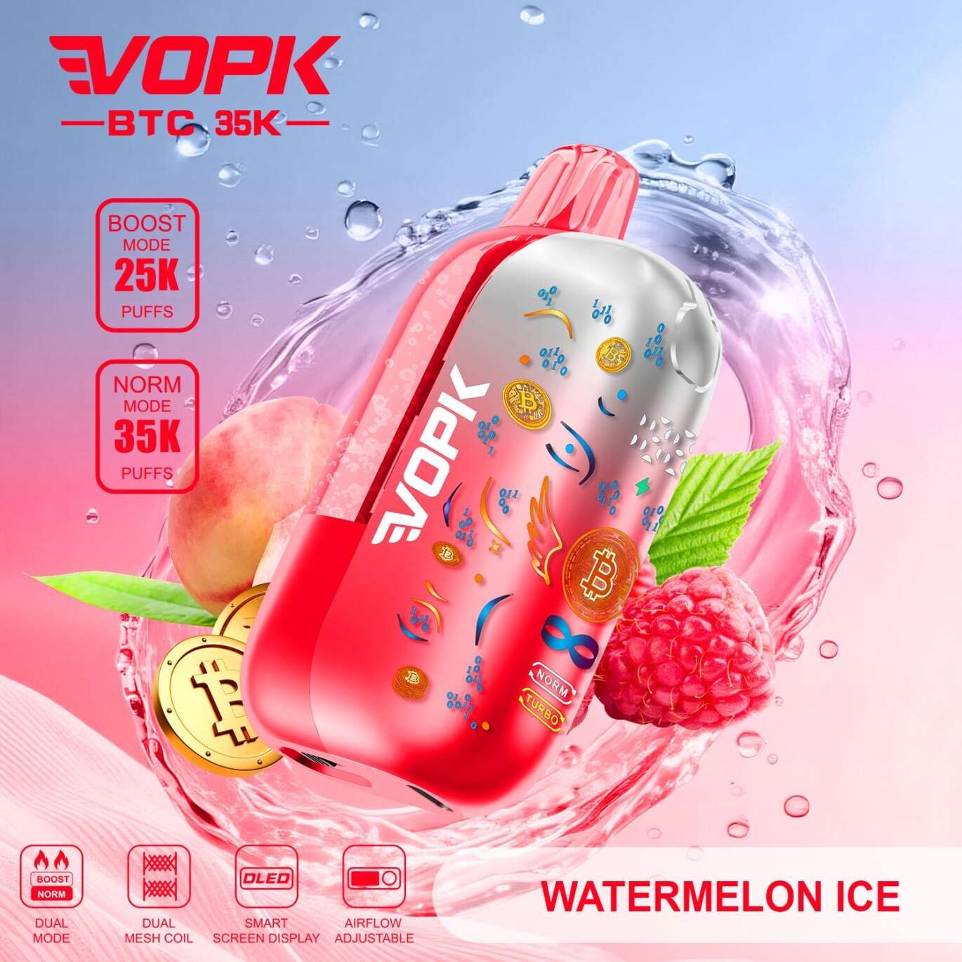 VOPK BTC 35000 35K Puffs Airflow Adjustable & Dual Mode Disposable Vape (Bitcoin Edition)