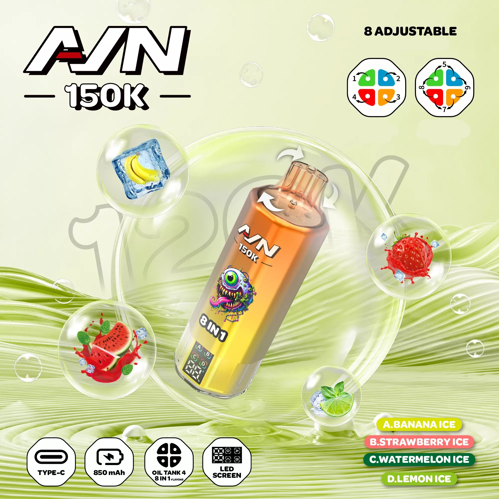 AIVONO AIM AVN 150K Puffs 8 IN 1  Disposable Vape