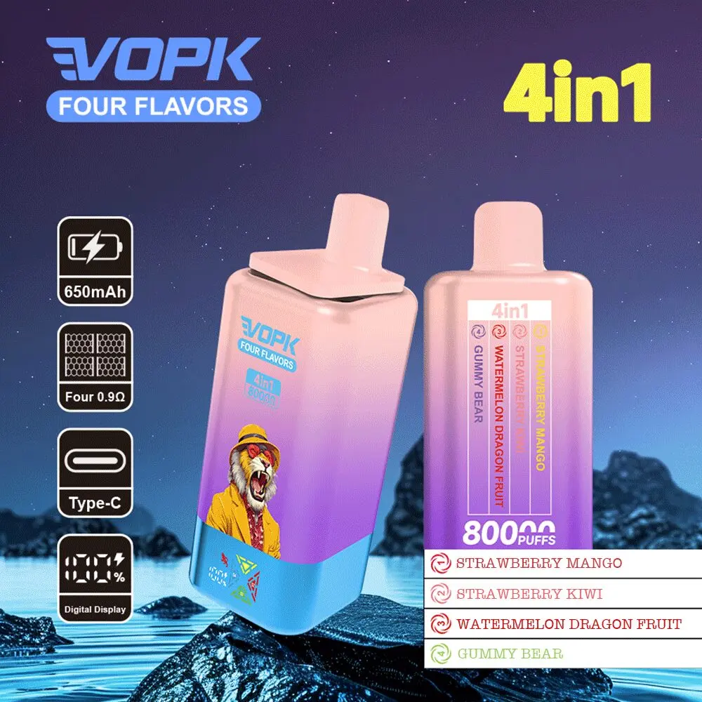 【New Arrive】Vopk Four Flavors 80000 80K Puffs 4 in 1 Flavors Newest Original Rechargeable LCD Display Disposable Vape
