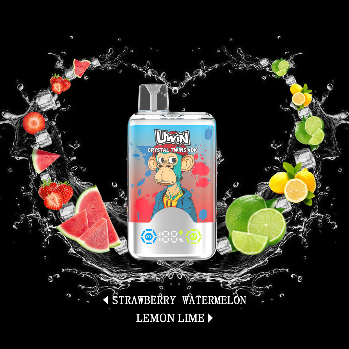 Uwin Twins Crystal 40000 40k Puffs Double Taste LED Display Disposable Vape