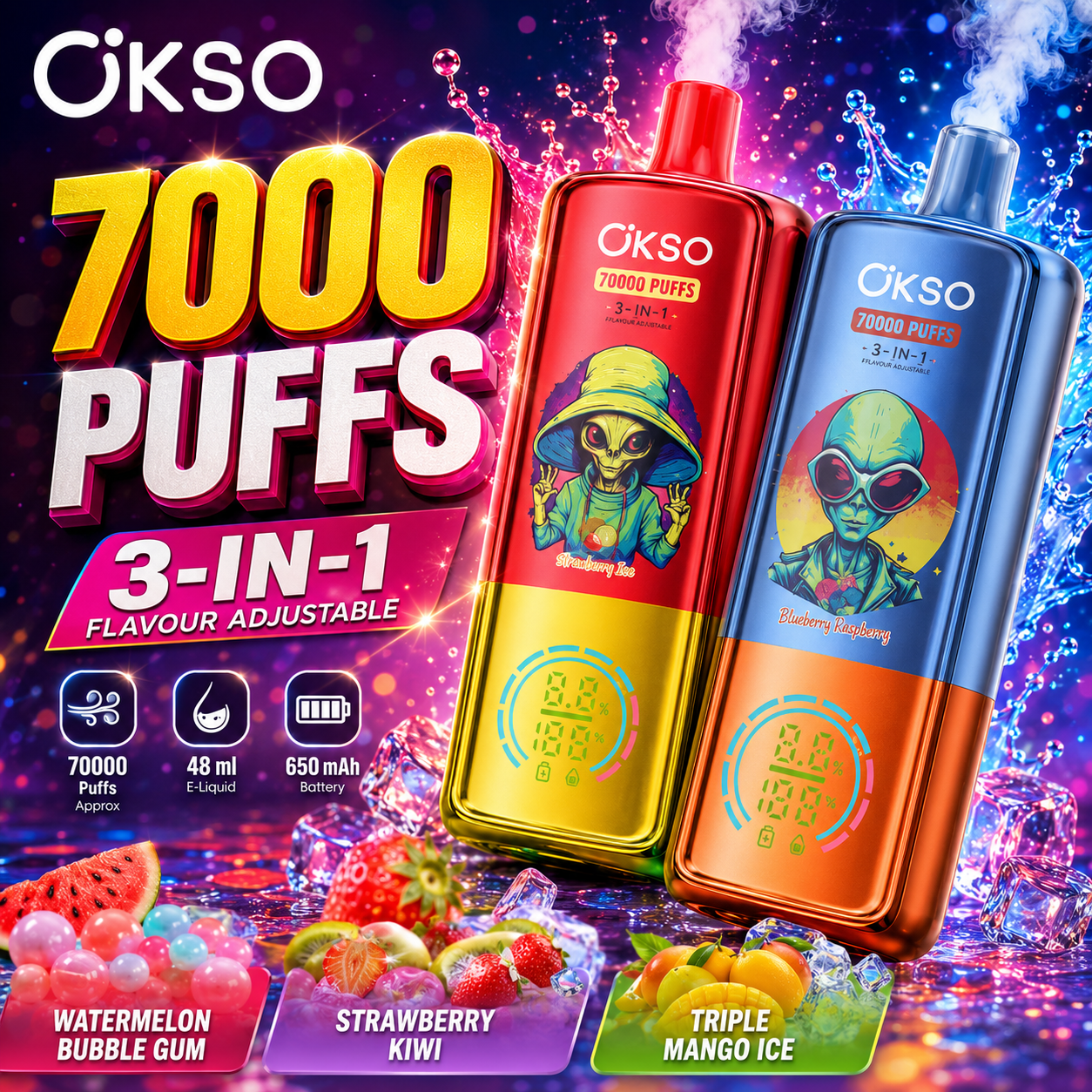 OKSO 3in1 70K Disposable Vape