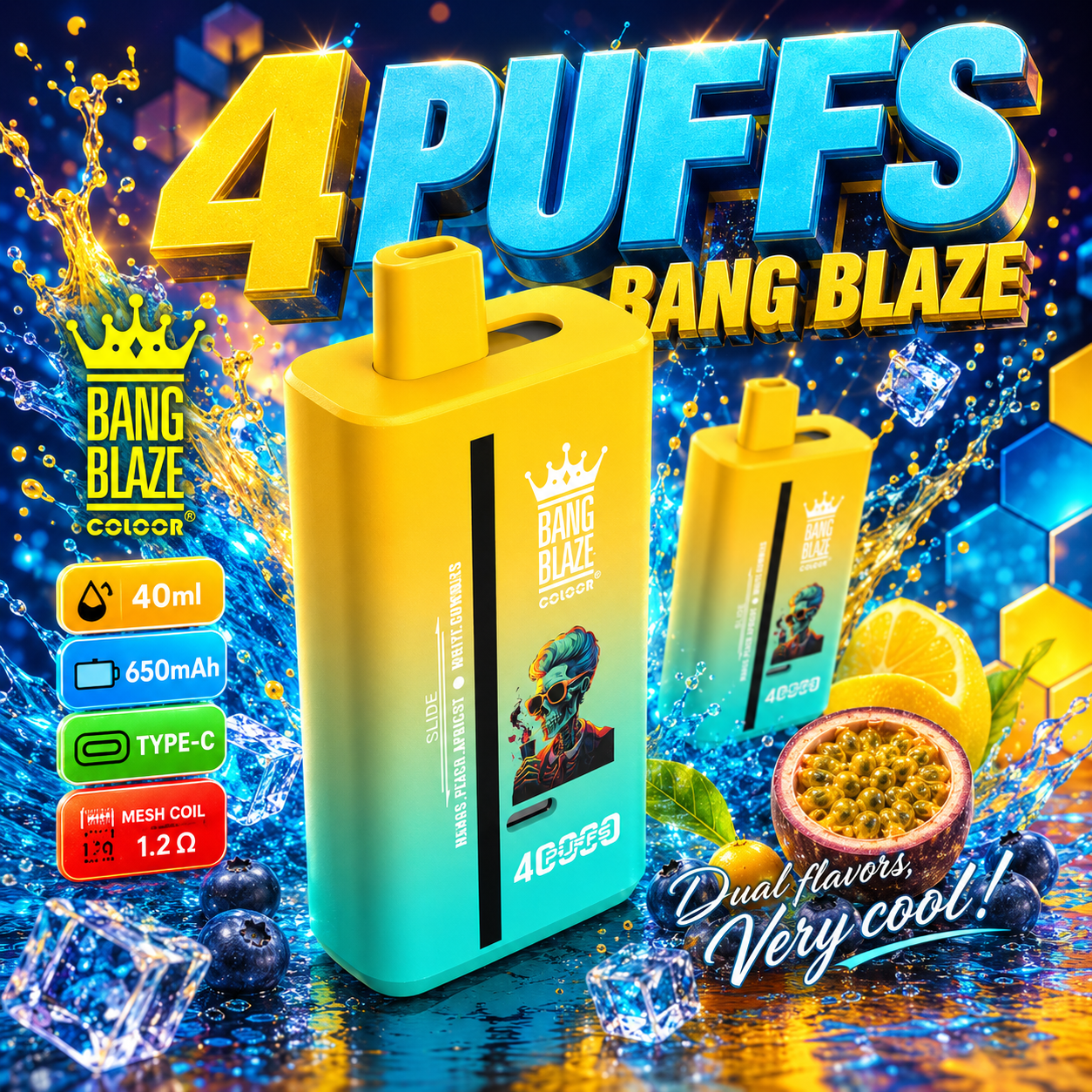 Bang Blaze 40000 40K Puffs 2% 3% 5% Nicotine Double Taste Disposable Vape(Box of 3)