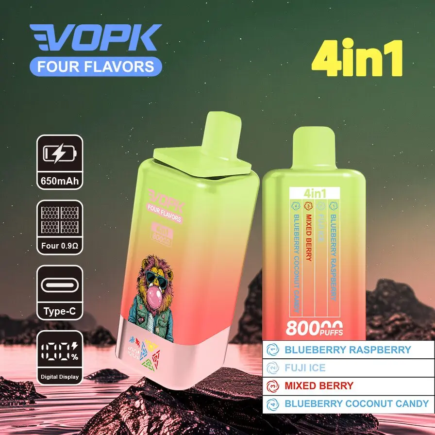 【New Arrive】Vopk Four Flavors 80000 80K Puffs 4 in 1 Flavors Newest Original Rechargeable LCD Display Disposable Vape