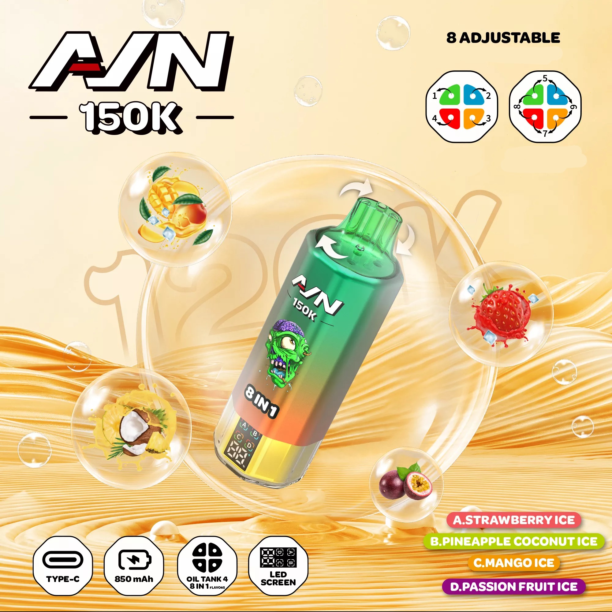 AIVONO AIM AVN 150K Puffs 8 IN 1  Disposable Vape