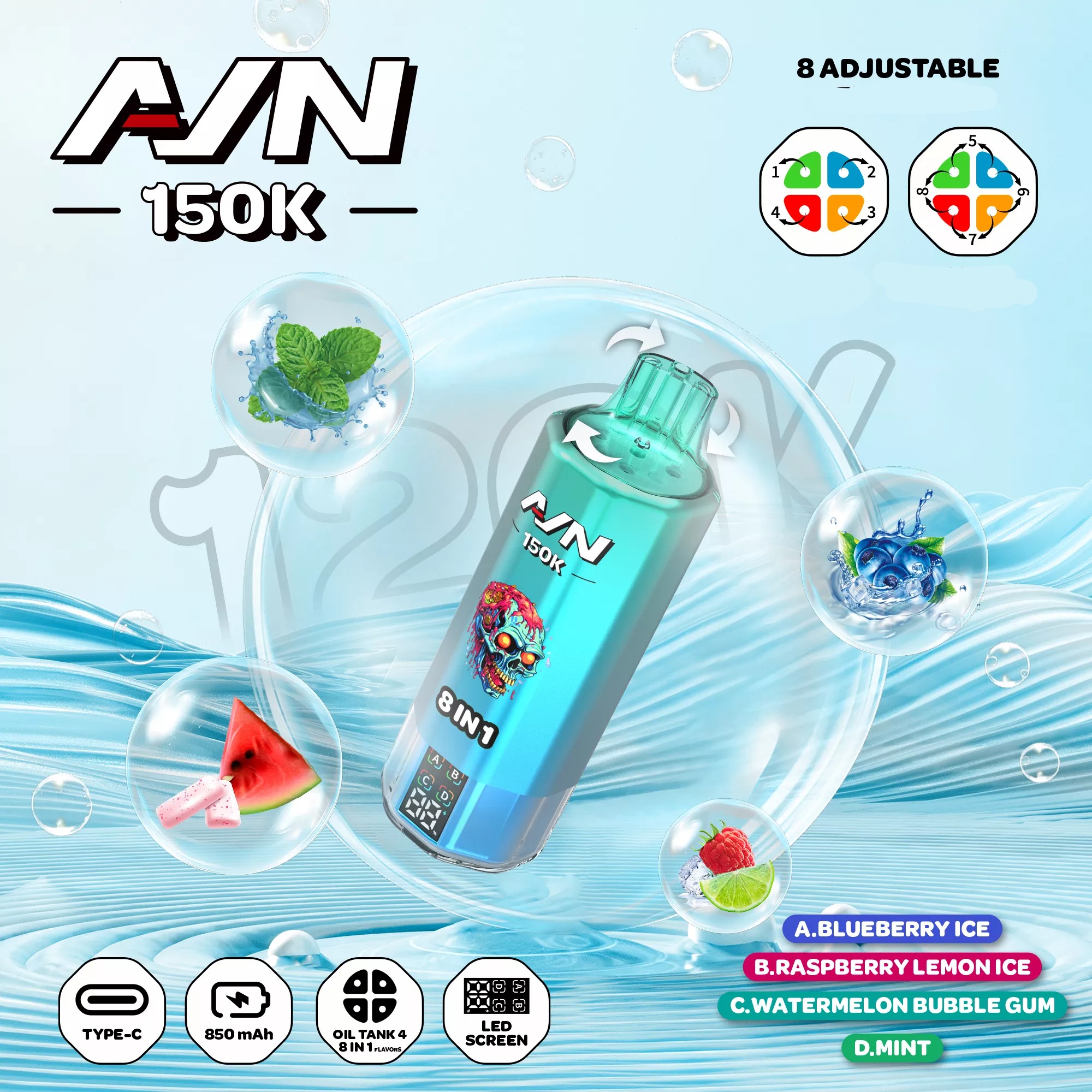 AIVONO AIM AVN 150K Puffs 8 IN 1  Disposable Vape