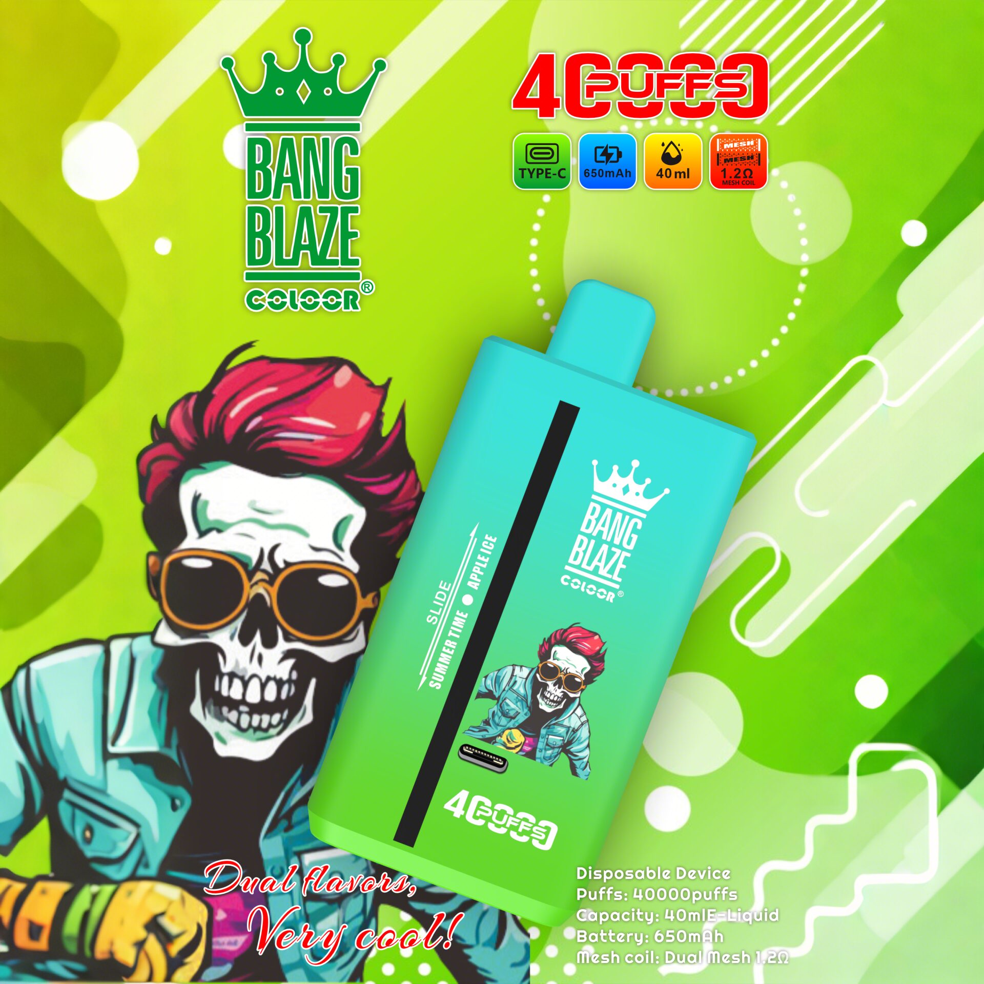 c Puffs 2% 3% 5% Nicotine Double Taste Disposable Vape