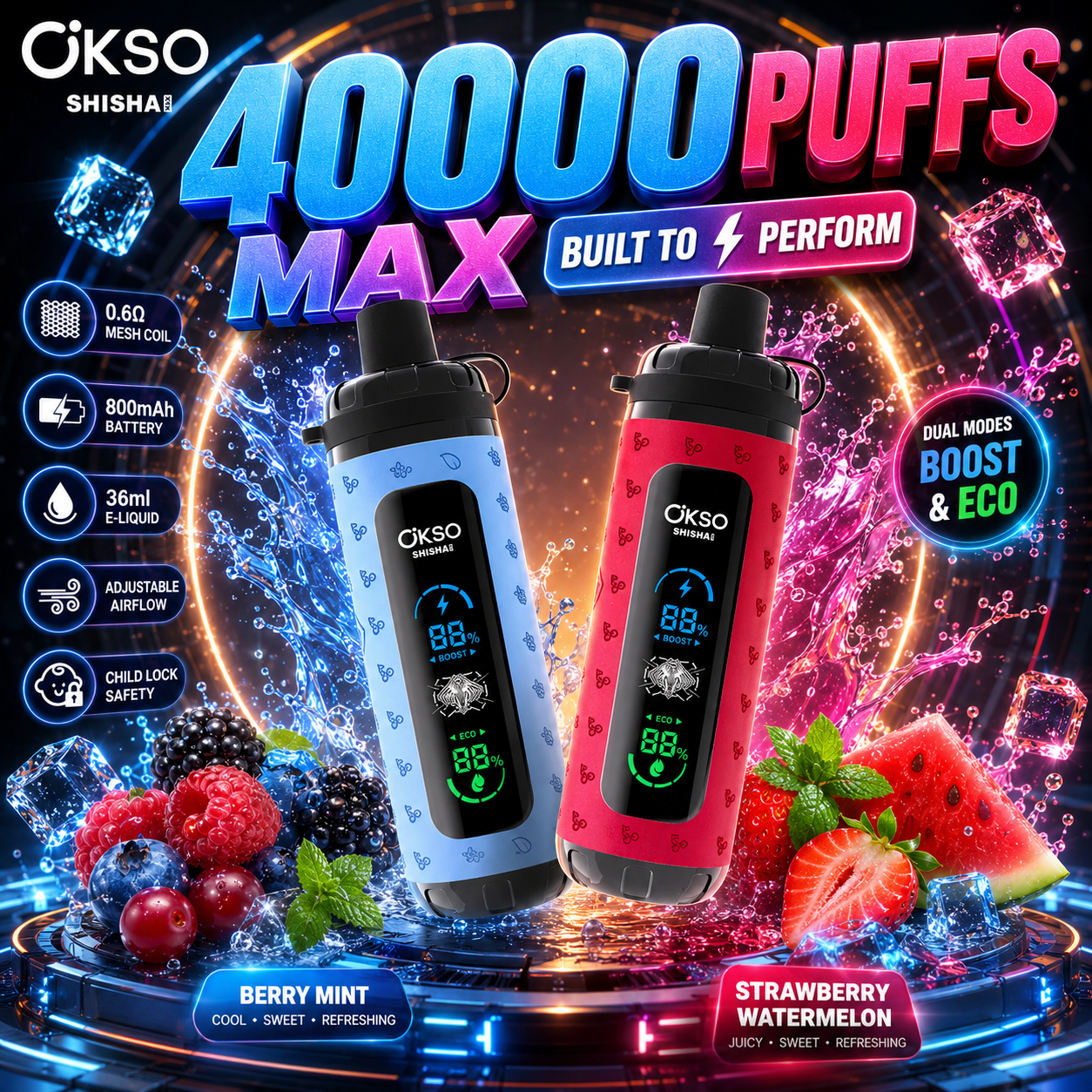 OKSO Shisha Max 40K Disposable Vape - 10 pcs Pack