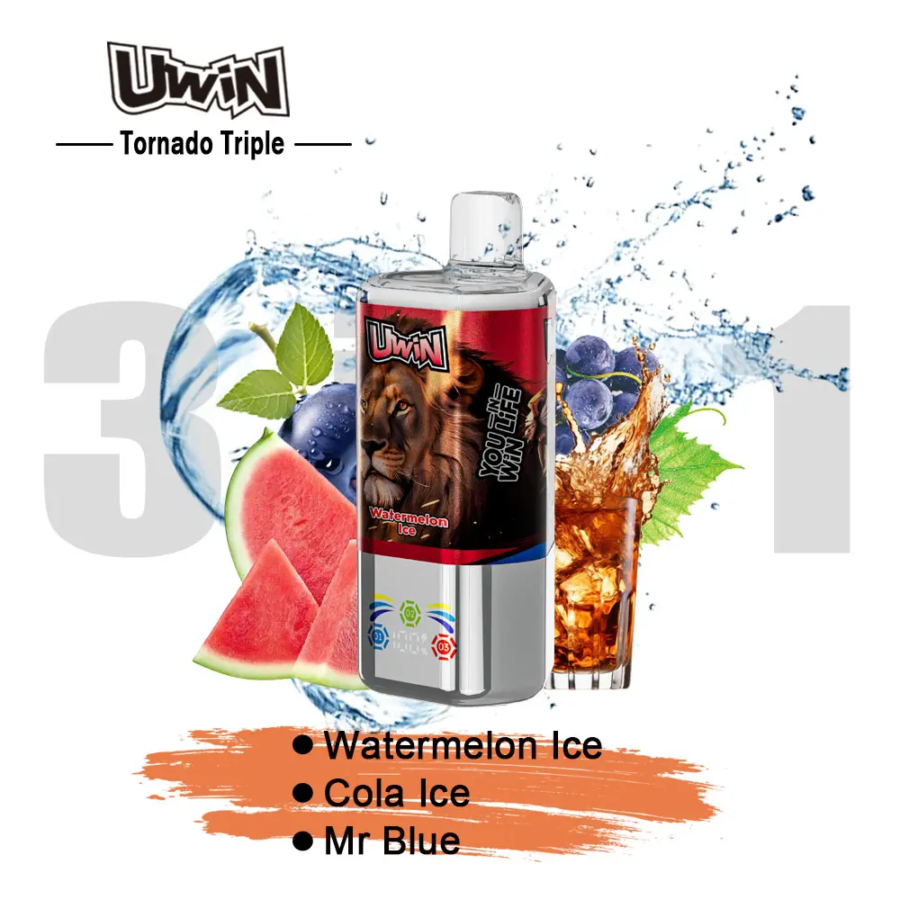 【New Arrive】Uwin Tornado Triple 60000 60K Puffs 3 in 1 Flavors Original Rechargeable LED Display Disposable Vape