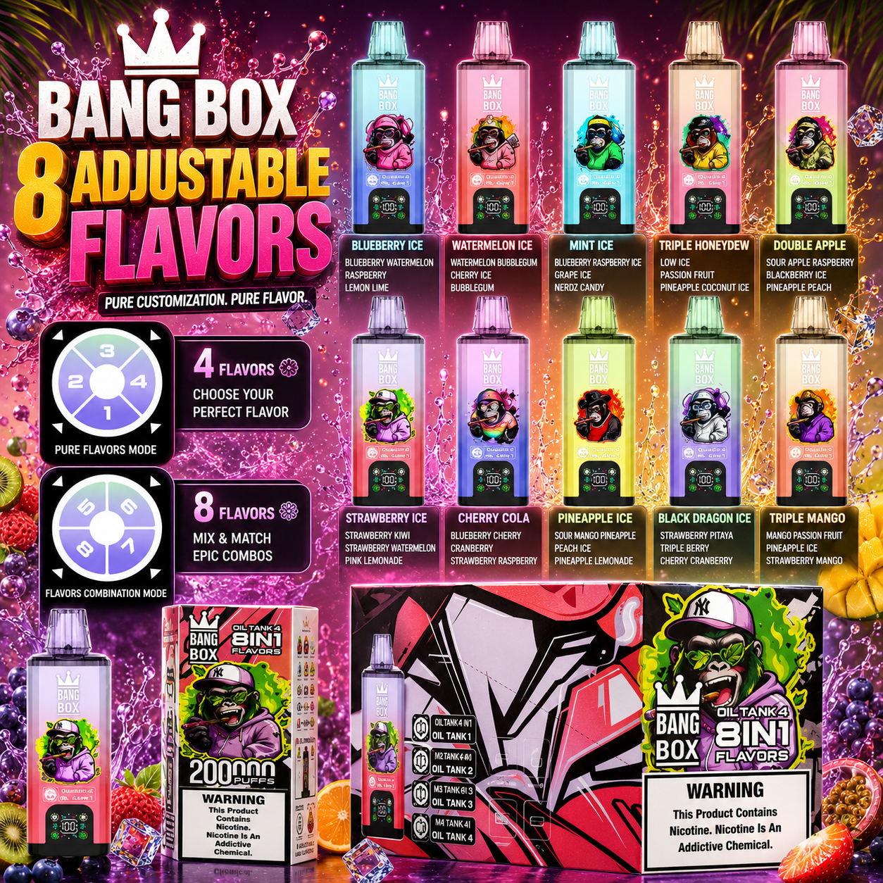 Bang Box 200K 8-in-1 | 200000 Puffs 8-Flavor Vape Wholesale