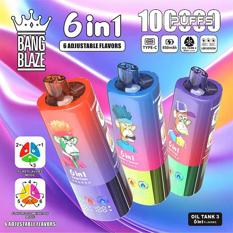 【New Arrive】Bang Blaze 100k Puffs 6 in 1 Flavors Disposable Vape with LED Screen