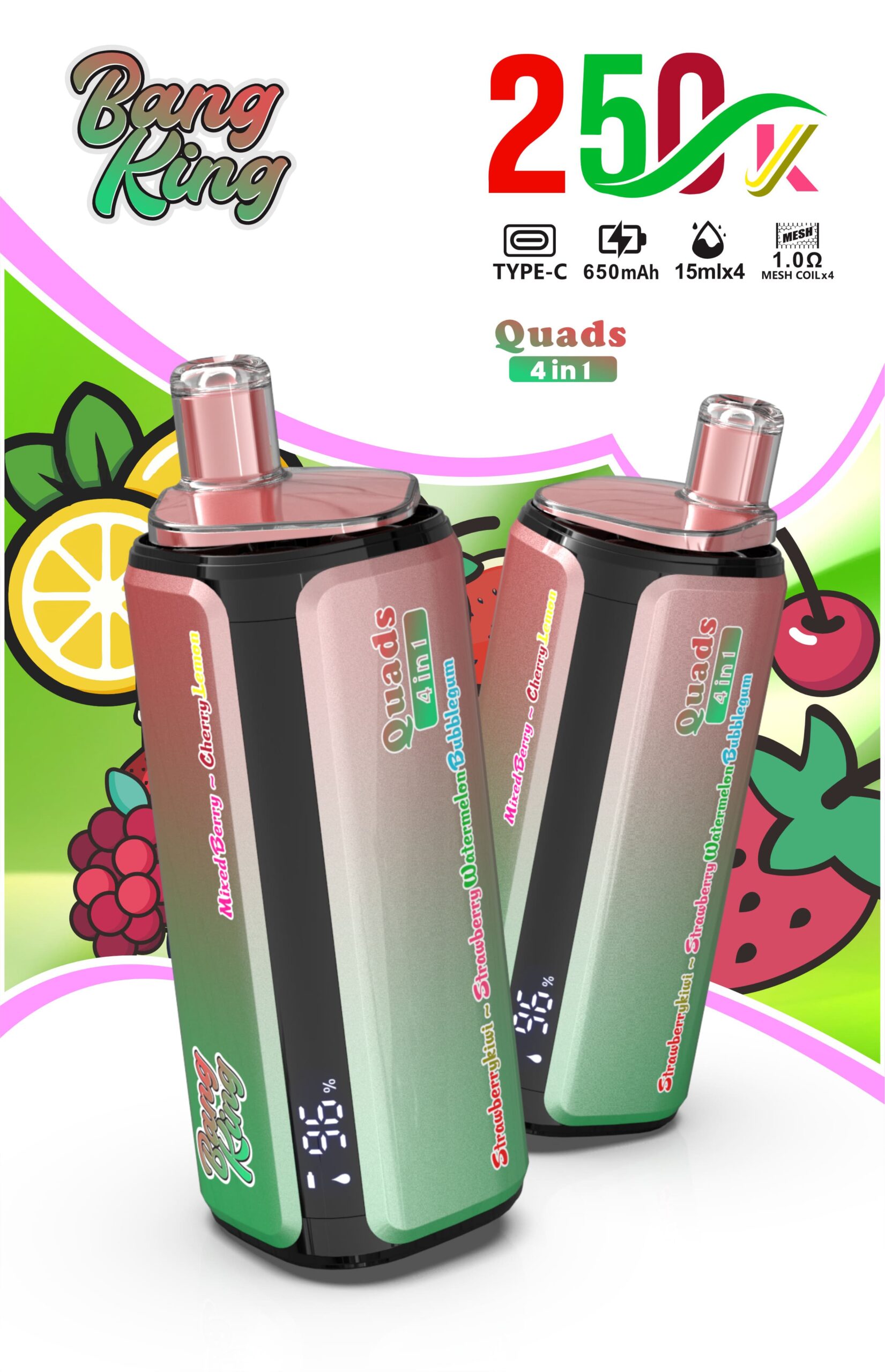 【New Arrive】Bang King 250000 Puffs 4-in-1 Vape – Ultra High Capacity | Mesh Coil | Type-C Rechargeable
