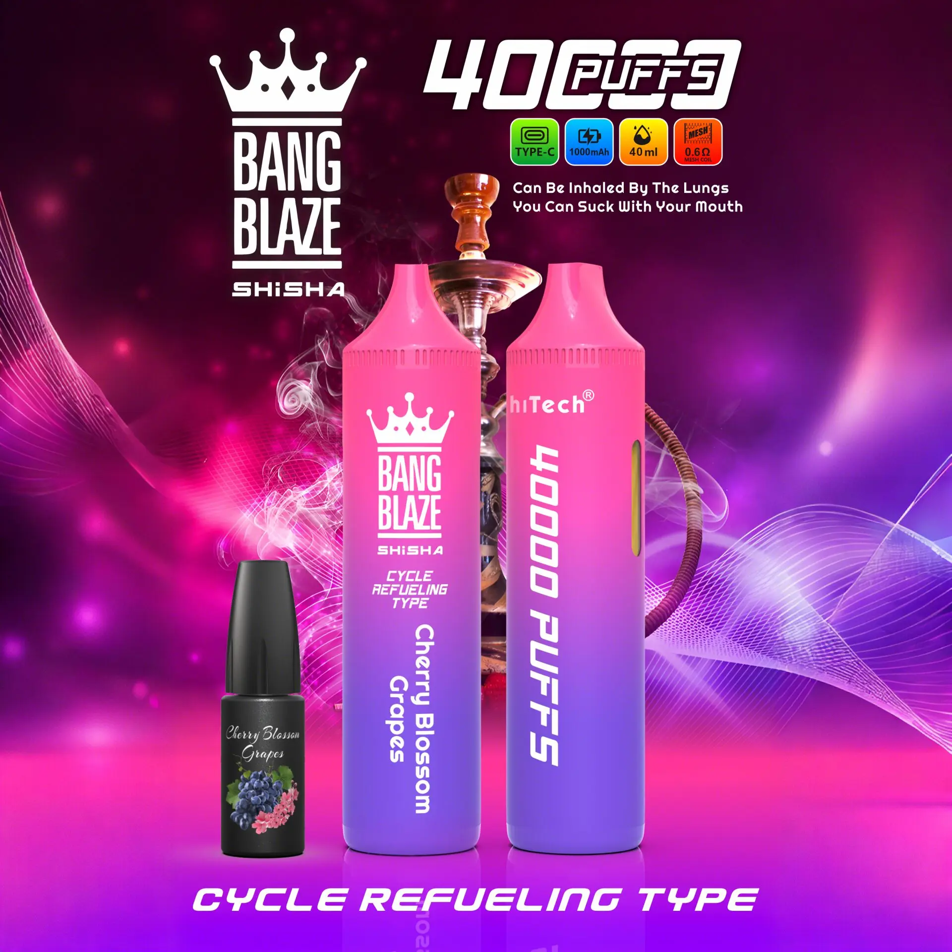 Bang Blaze 40k 40000 Puffs 2% 5% Nicotine Riginal Refillable Oil Vape(Box of 3)