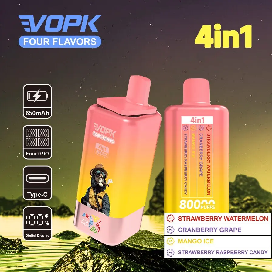 (New product promotion)Vopk Four Flavors 80000 80K Puffs 4 in 1 Flavors Newest Original Rechargeable LCD Display Disposable Vape
