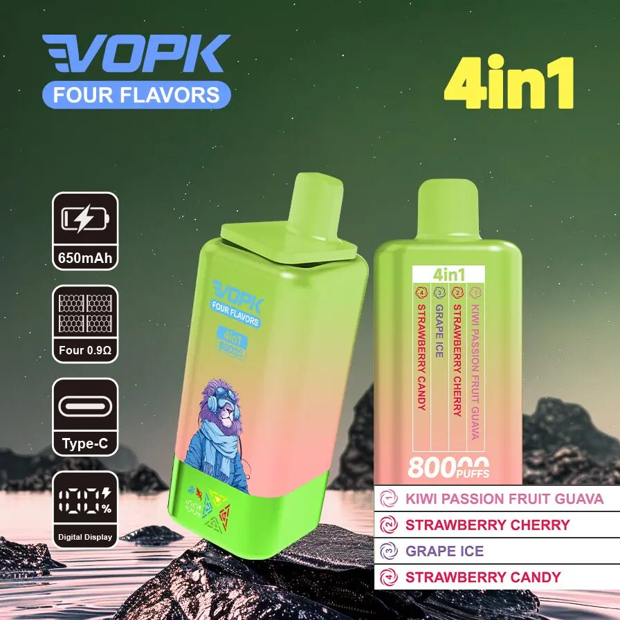 (New product promotion)Vopk Four Flavors 80000 80K Puffs 4 in 1 Flavors Newest Original Rechargeable LCD Display Disposable Vape