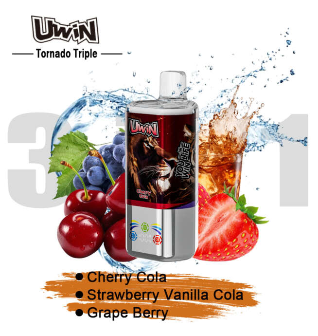 【New Arrive】Uwin Tornado Triple 60000 60K Puffs 3 in 1 Flavors Original Rechargeable LED Display Disposable Vape