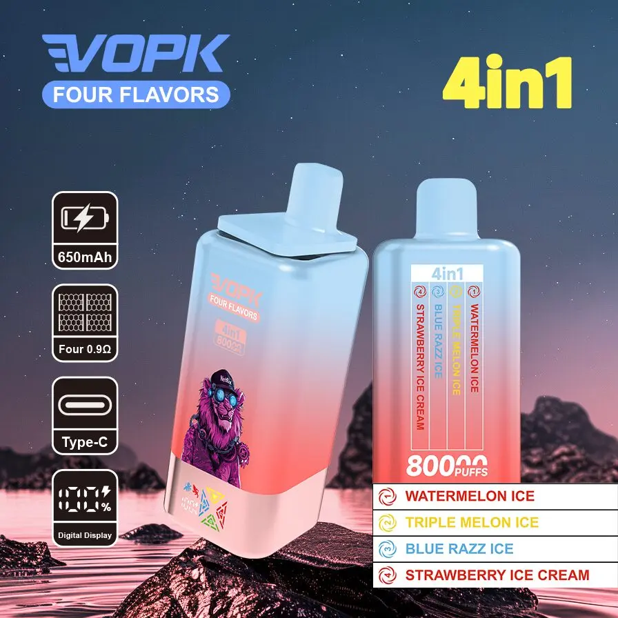 (New product promotion)Vopk Four Flavors 80000 80K Puffs 4 in 1 Flavors Newest Original Rechargeable LCD Display Disposable Vape