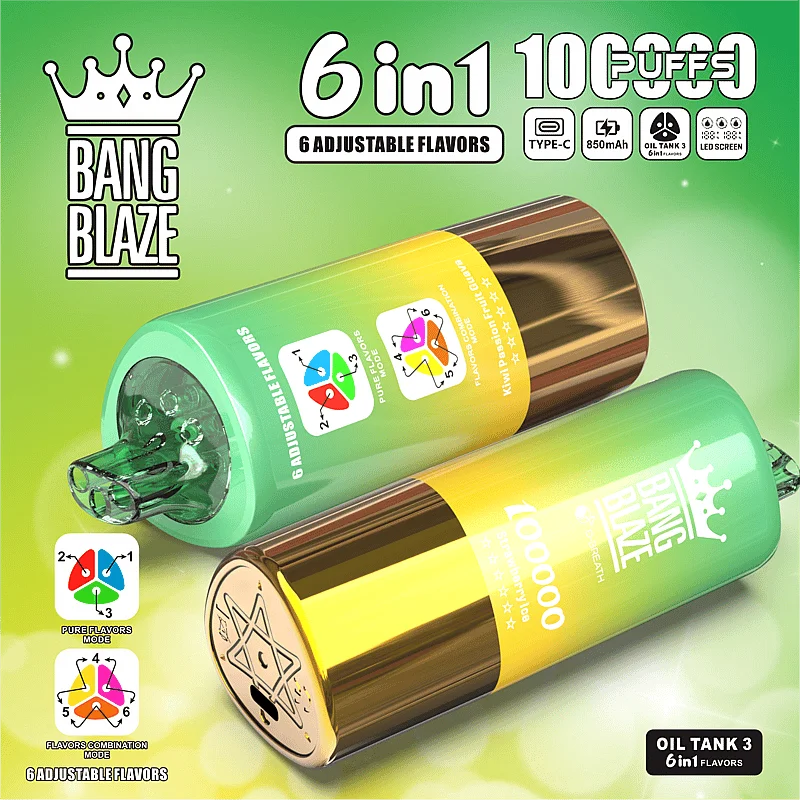 【New Arrive】Bang Blaze 100k Puffs 6 in 1 Flavors Disposable Vape with LED Screen