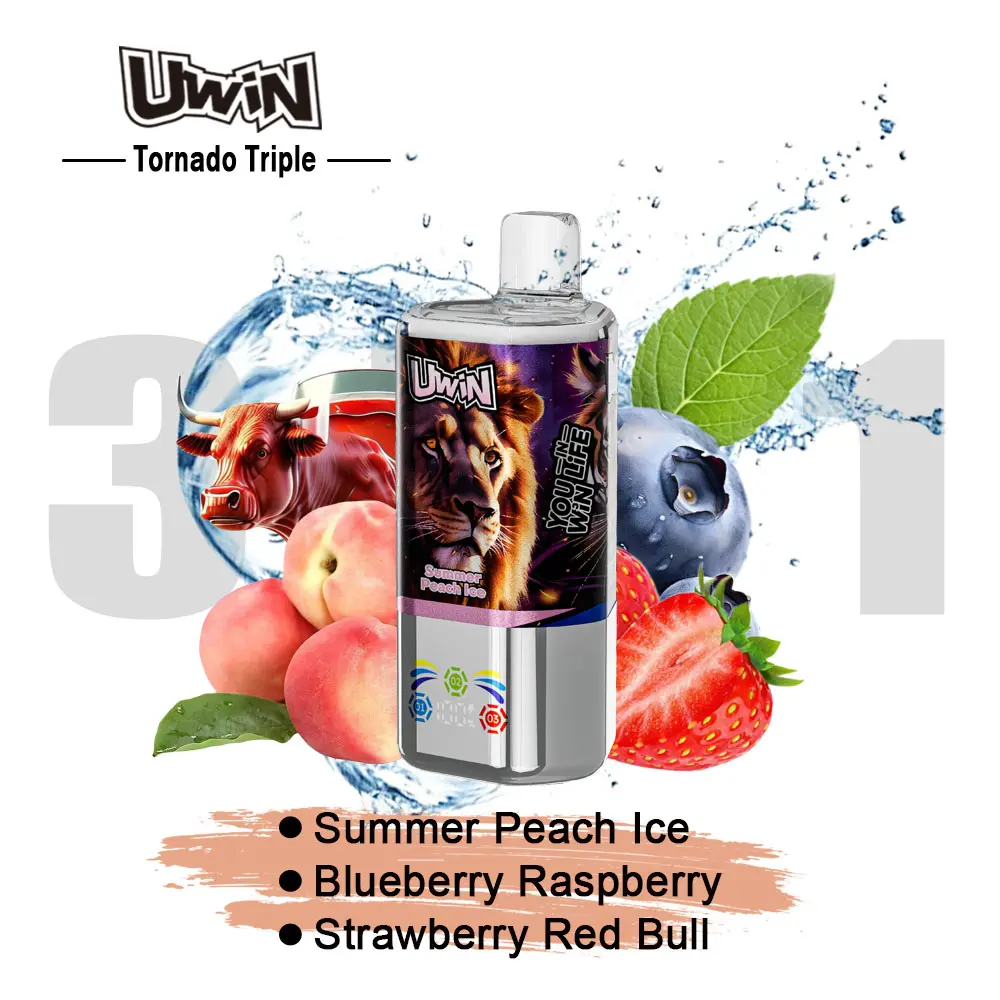 【New Arrive】Uwin Tornado Triple 60000 60K Puffs 3 in 1 Flavors Original Rechargeable LED Display Disposable Vape