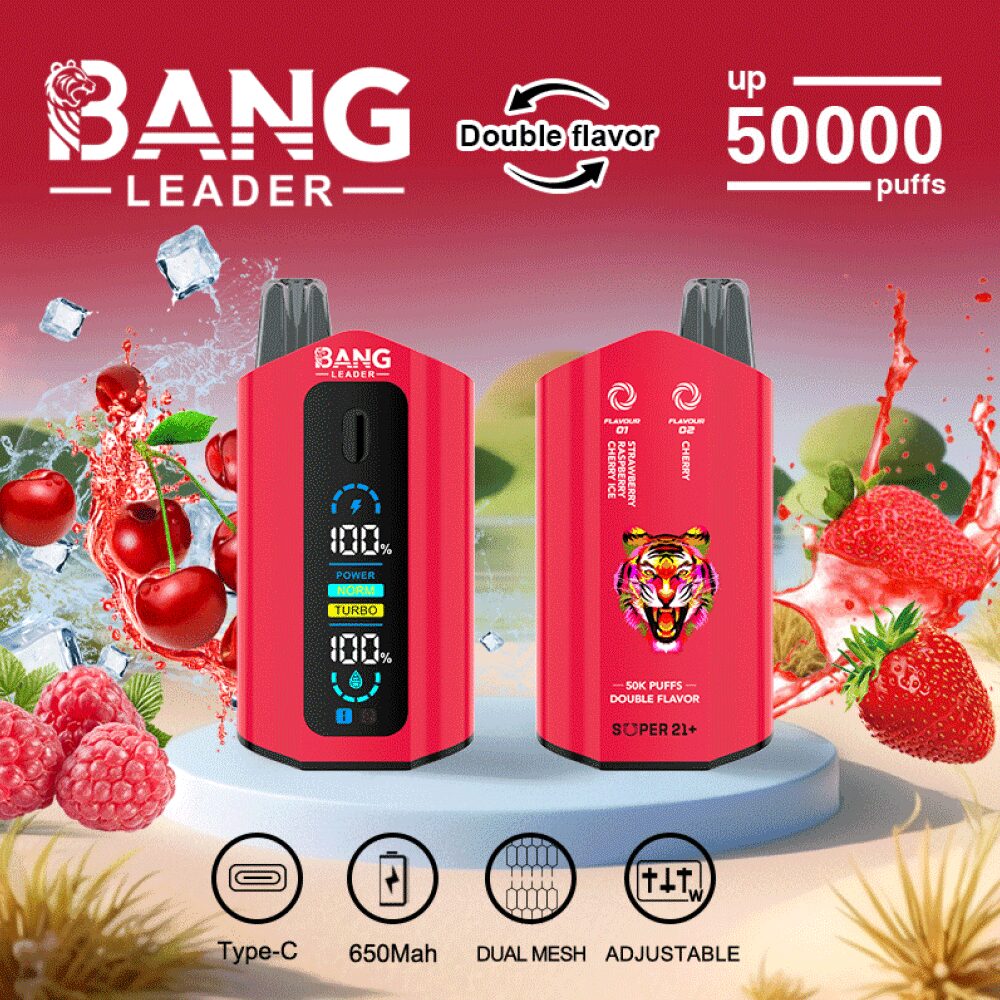 Bang Leader 50000 50K Puffs 2% 3% 5% Nicotine Double Taste LCD Display Disposable Vape(Box of 3)