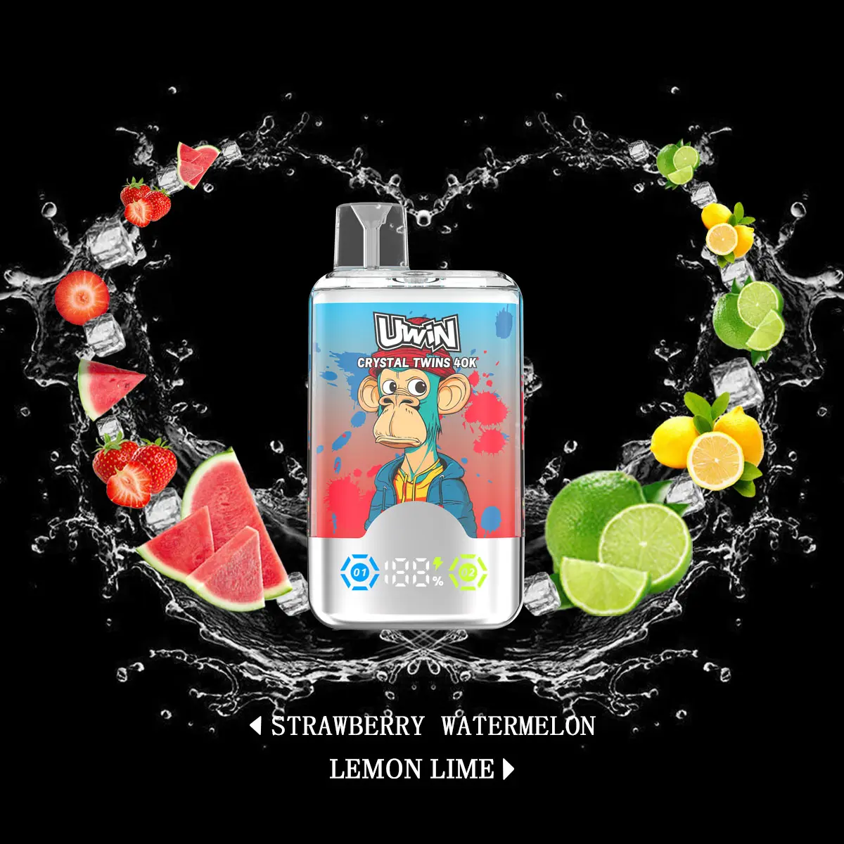 Uwin Twins Crystal 40000 40k Puffs Double Taste LED Display Disposable Vape