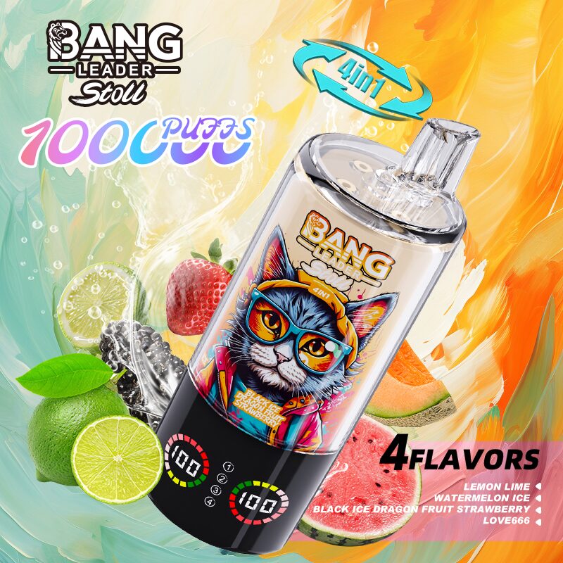 【New Arrive】Bang Leader Stoll 100K 100000 Puffs 4 in 1 Flavors & Quad Mesh Coil LED Display Disposable Vape